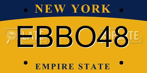 EBBO48 New York License Plate