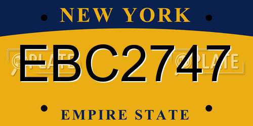 EBC2747 New York License Plate