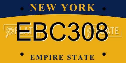 EBC308 New York License Plate