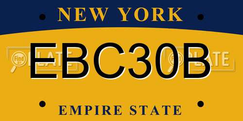 EBC30B New York License Plate