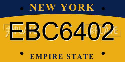 EBC6402 New York License Plate