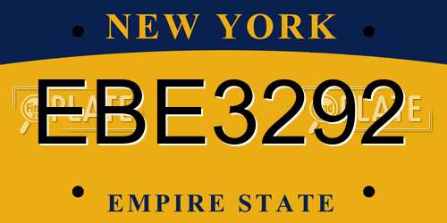 EBE3292 New York License Plate