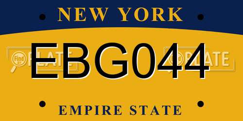 EBG044 New York License Plate