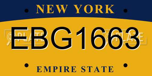 EBG1663 New York License Plate