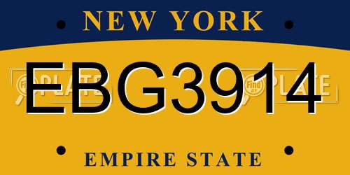 EBG3914 New York License Plate