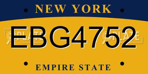 EBG4752 New York License Plate
