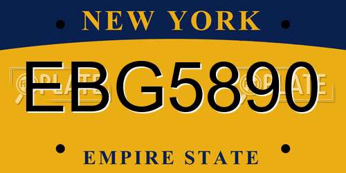 EBG5890 New York License Plate