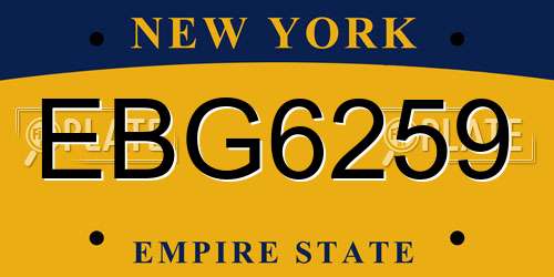EBG6259 New York License Plate