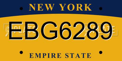 EBG6289 New York License Plate