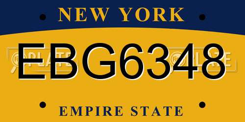 EBG6348 New York License Plate