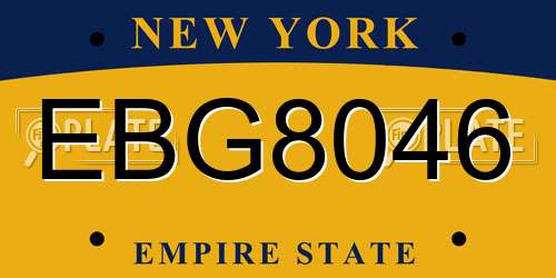 EBG8046 New York License Plate