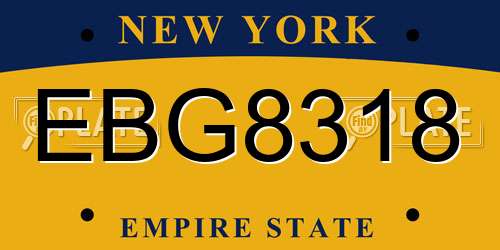 EBG8318 New York License Plate