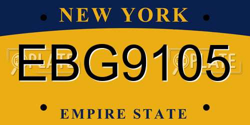 EBG9105 New York License Plate