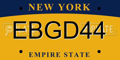 EBGD44 New York License Plate