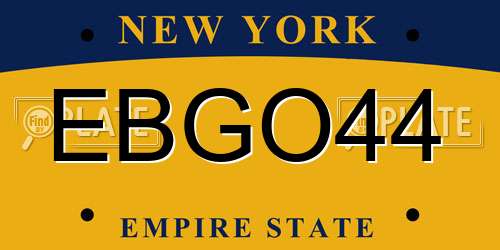 EBGO44 New York License Plate