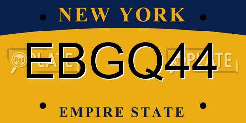 EBGQ44 New York License Plate