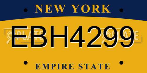 EBH4299 New York License Plate
