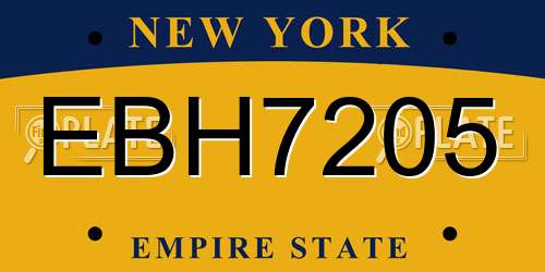EBH7205 New York License Plate