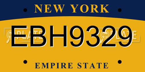 EBH9329 New York License Plate