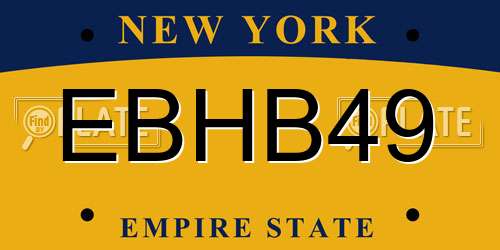 EBHB49 New York License Plate