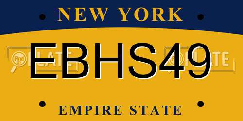EBHS49 New York License Plate