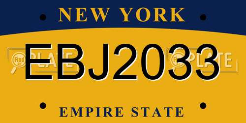 EBJ2033 New York License Plate
