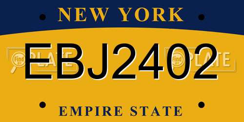 EBJ2402 New York License Plate