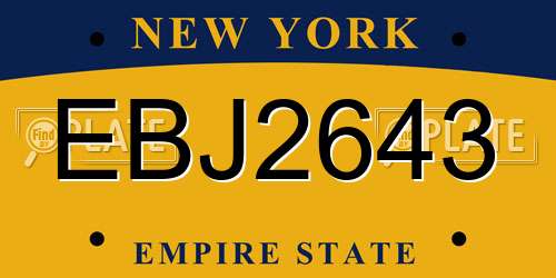 EBJ2643 New York License Plate