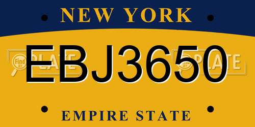 EBJ3650 New York License Plate