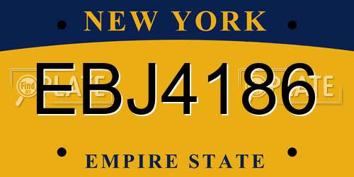 EBJ4186 New York License Plate