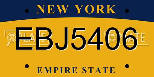 EBJ5406 New York License Plate
