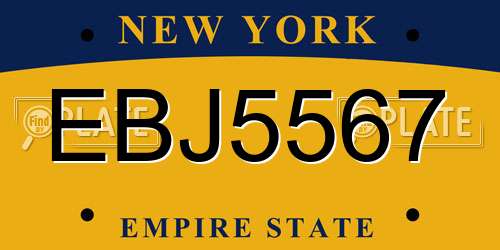 EBJ5567 New York License Plate