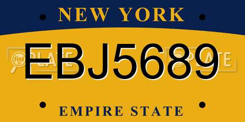 EBJ5689 New York License Plate