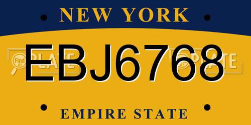 EBJ6768 New York License Plate