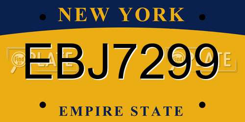 EBJ7299 New York License Plate