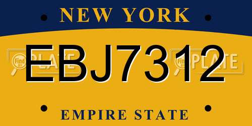 EBJ7312 New York License Plate