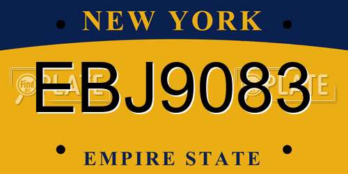 EBJ9083 New York License Plate