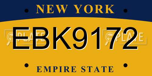 EBK9172 New York License Plate