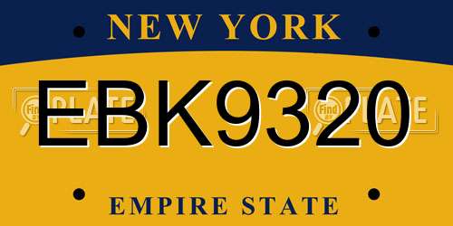EBK9320 New York License Plate
