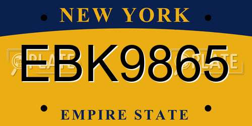 EBK9865 New York License Plate