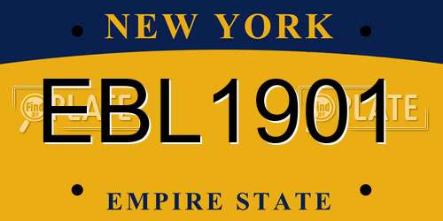EBL1901 New York License Plate