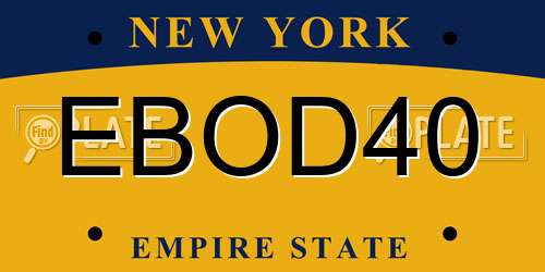 EBOD40 New York License Plate