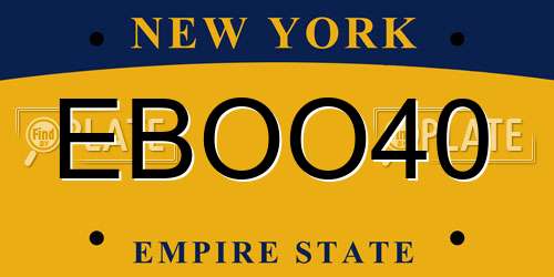 EBOO40 New York License Plate