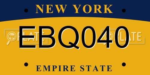 EBQ040 New York License Plate