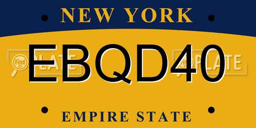 EBQD40 New York License Plate