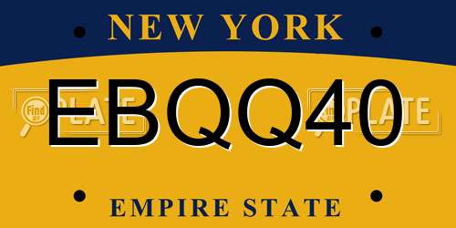 EBQQ40 New York License Plate