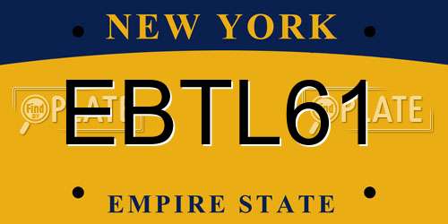 EBTL61 New York License Plate