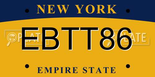 EBTT86 New York License Plate