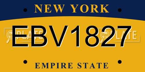 EBV1827 New York License Plate