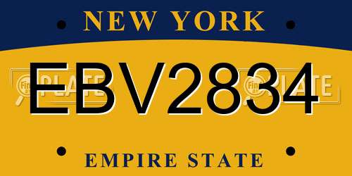 EBV2834 New York License Plate
